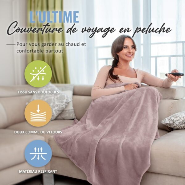BOACAY Couverture de Voyage Douce et Chaude pour Avion et Voiture - Essentiel pour Les Longs Vols pour Femmes, Hommes, Enfants - Ore
