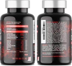 Demon Labz Testo Demon Complexe Zinc Acides Amines pour hommes avec Maca, Vitamines B et Extraits Botaniques 120 Gelules (30 P