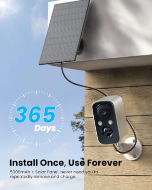 Caméra WiFi extérieure FOAOOD solaire, nuit couleur, PIR
