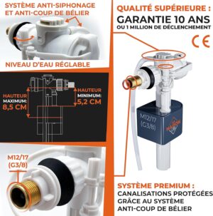 LA MAISON SAB Durable toilet float easy to install: full instructions seal filter 10-year guarantee premium quality mechanis