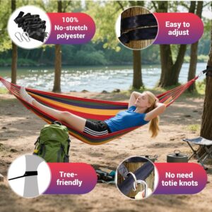 NXPZ Hamac de Camping Exterieur, Hamac Double 200x150cm, Capacite de Charge 250kg, avec Sac de Transport, Sangles en Nylon et Mousqu