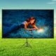 VEVOR Ecran de projection sur trepied avec support 177,8 cm 16:9 4K HD - Sans plis - Reglable en hauteur - Ecran portable pour proje