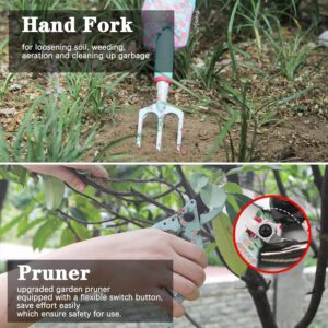 Gardening Tools Set, 16 Piece Floral Gardening Hand Tool Gifts Gardening Gifts for Women and Men, with Pruning Shears and Extra Larg