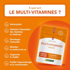 Multivitamines et Mineraux Avec Ginseng - Vitamines A, B1, B2, B3, B5, B6, B8, B9, B12, C, D3, E, Magnesium, Selenium et Zinc - En