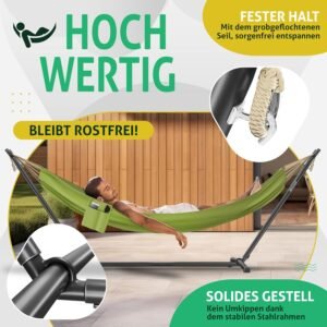 Hamac double KESSER avec support XXL 200 kg pour 2 pers Kaki
