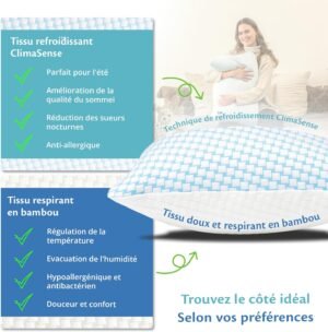 Oreiller mémoire de forme Ella 50x70 - Ergonomique