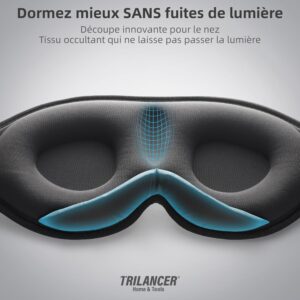 Masque de Nuit Innovant 2025 pour Hommes et Femmes, Conception Masque de Sommeil qui Bloque la Lumiere pour Dormir, les Siestes, la