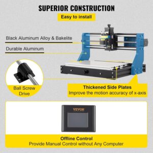 VEVOR Machine a Graver Laser CNC 3018 Graveur Laser 500 mW Zone de Travail 30 x 18 x 4,5 cm GRBL Haute Precision, Machine de Gravure