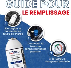 Kit recharge clim voiture R134a EasyKlima avec manomètre