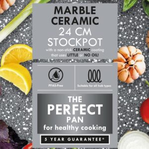 Progress Marmite 24cm (2.76L) en Aluminium Trempe avec Couvercle en Verre Trempe, Faitout avec Revetement Anti-adhesif en Ceramique