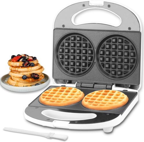 SugarWhisk Mini gaufrier double, Machine a gaufre, Petit gaufrier avec revetement antiadhesif, Mini Waffle Maker Machine, ideal pour