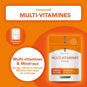 Multivitamines et Mineraux Avec Ginseng - Vitamines A, B1, B2, B3, B5, B6, B8, B9, B12, C, D3, E, Magnesium, Selenium et Zinc - En