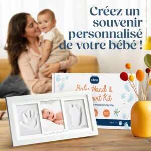 Niimo Kit Empreinte Bebe - Kit Empreinte Main et Pied sans Encre pour Cadeau Couple - Cadeau Bebe et Souvenir Personnalise avec Arg