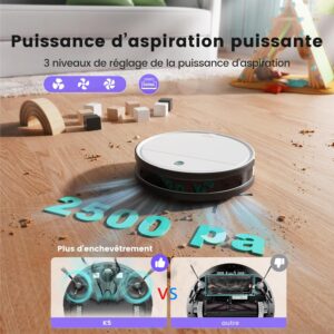 Aspirateur robot OKP silencieux 3 modes pour poils et tapis
