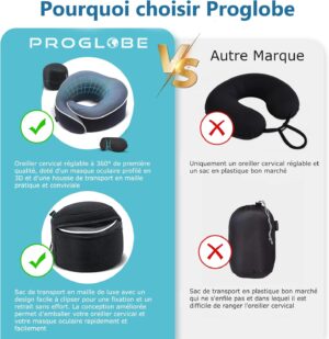 Oreiller de voyage Proglobe cervical mousse mémoire de forme