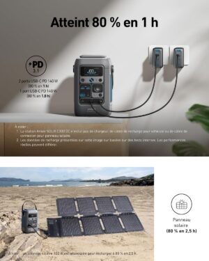 Anker SOLIX C300 DC PowerBank, Power Station, 288Wh (90,000mAh) for Multiple Devices, LiFePO4 Battery, 300W Solar Generator, Camping