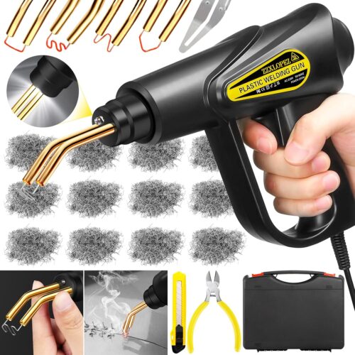 ZZXLOPEZ 200W Soudage Plastique Machine, Kit Reparation Souder Plastique avec 1000Pcs 6 Types Agrafes, Soudeuse Plastique Machine a