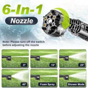 81rYL1v9B0L._AC_SL1500_.jpg highsam Pressure Washer Nettoyeur haute pression sans fil 4 vitesses max. 120 bar avec 2 batteries 4,0 Ah, buse rotative 6 en 1 et 1
