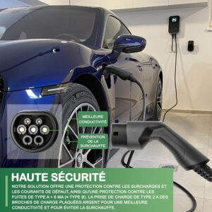 ANFIL 3-Phase Charging Station for Electric Vehicles - EU Standard 16A Charger, 11kW IEC 62196-2 - 6.1m Charging Cable, Type 2 Plug