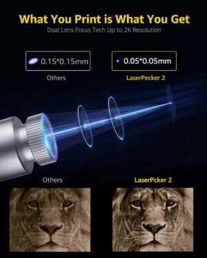 LaserPecker LP2 Graveur Laser 5W Mini Machine de d'Artisanat Portable de Laser a Diode Bleue 450nm Machine avec Housse de Protection