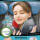 FLOWZOOM Comfy Memory Foam Airplane Car Travel Pillow - Adjustable Airplane Pillow, 360 Degree Support, Washable Plush Cover and Car