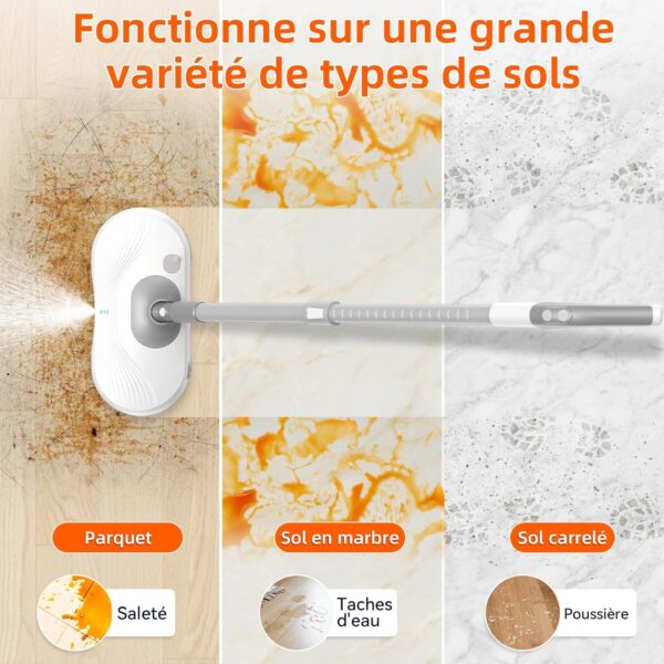 Redkey M1 Balai electrique sans Fil, Auto-nettoyant, reservoir d'eau de 250 ML, LED,capacite de la Batterie de 2200 mAh, pulverisati
