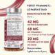 Fer Complement Alimentaire Vitamine C Acerola - Fer Bisglycinate 42mg Iron Complement Alimentaire Haute Biodisponibilite Vegan Ene