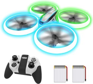 Q9s Drone Enfant,Helicoptere Telecommande avec Lumieres Bleues et Vertes et Deux Batteries,RC Quadricoptere avec Maintien d'Altitude
