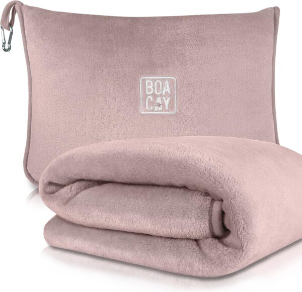 BOACAY Couverture de Voyage Douce et Chaude pour Avion et Voiture - Essentiel pour Les Longs Vols pour Femmes, Hommes, Enfants - Ore