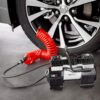 Amazon Basics - Digital Portable Air Compressor with a Pair of Battery Clips and Carry Case, BlackRed