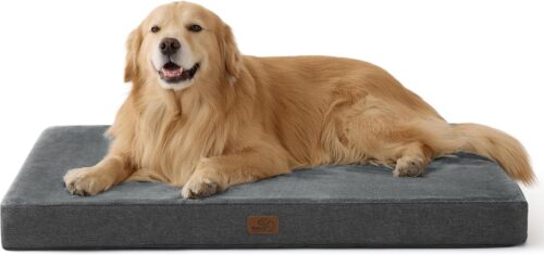 Bedsure Matelas Chien Memoire de Forme - Coussin Grande Taille Orthopedique, Tapis Lavable et Antiderapant, Lit pour Chien Interieur