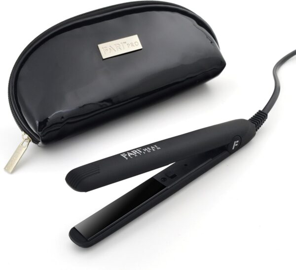 Fari Mini fer a lisser de voyage en ceramique tourmaline avec sac de voyage, tension universelle automatique, Noir