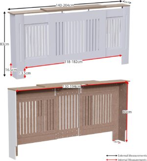 Vida Designs Arlington Cache-radiateur (Blanc, reglable) pour entree, Salon, Maison