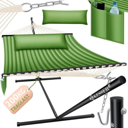 KESSER Hamac Hill avec Support Coussin Double hamac pour 2 Personnes-Cadre Stable -200 kg de capacite de Charge Interieur et exteri