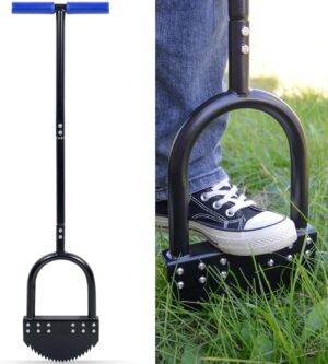 CKLT 105cm Manual Edger Cutter Carbon Steel Blade Long Handle Rubber Wide Platform Rust Resistant Garden Maintenance Tool with Manga