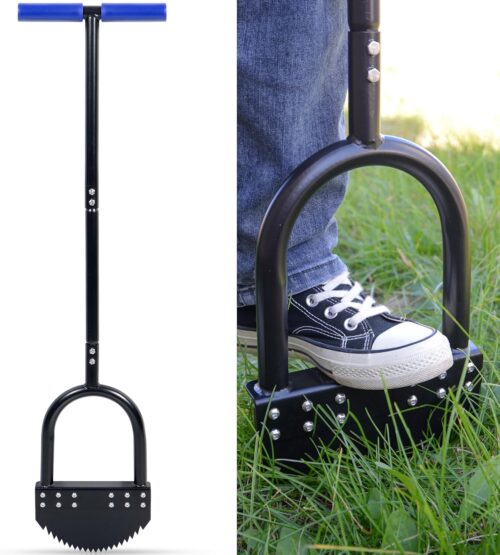CKLT 105cm Manual Edger Cutter Carbon Steel Blade Long Handle Rubber Wide Platform Rust Resistant Garden Maintenance Tool with Manga