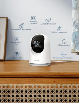 Caméra WiFi GNCC 2K 3MP – Audio 2 voies, détection IA