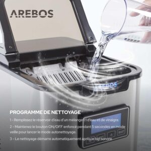 Machine à glaçons Arebos 12 kg/24h, 3 tailles, LCD
