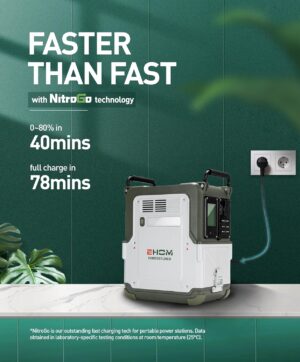 EHOM EP600 - Station d'alimentation - Batterie LiFePO4 EVE - 512 Wh - 230 V CA 5521 USBvoituresans fil - 600 W (crete 1200 W)