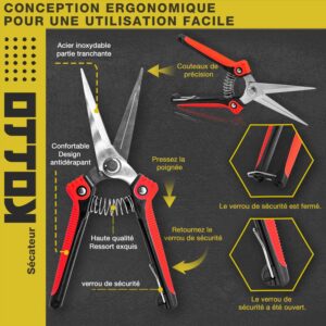 Sécateurs bypass KOTTO 4 pièces inox avec sac