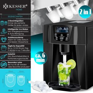 Machine à glaçons KESSER inox 12 kg/24h, réservoir 2 L