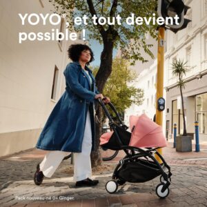Poussette Stokke YOYO3 avec pack nouveau-ne et pack couleur 6 - Comprend un cadre noir, un pack couleur YOYO 6 (Olive) et un pack