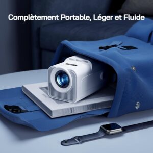 WOLFANG 4K Video ProjectorBuilt-in App Official Netflix, 26000 Lumen Projector with WiFi 6, 50 Zoom, 180 Rotation Mini Project