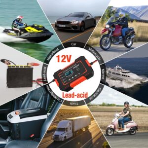 6A Car Battery Charger, NEXPEAK 6A 12V Smart Motorcycle Battery Charger, Automatic Repair Function Portable Battery Chargers for Car