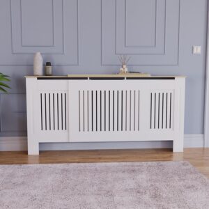 Vida Designs Arlington Cache-radiateur (Blanc, reglable) pour entree, Salon, Maison