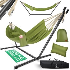 Hamac double KESSER avec support XXL 200 kg pour 2 pers Kaki
