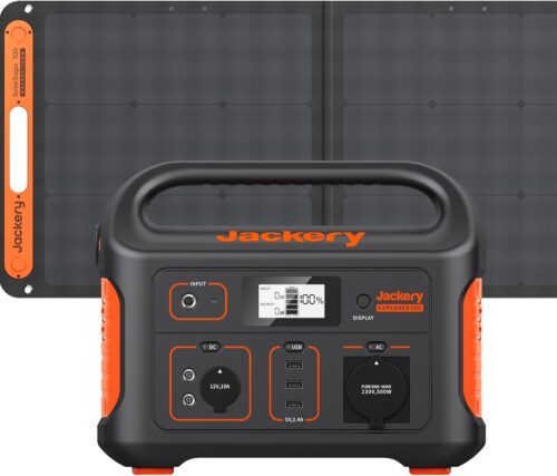 Jackery Explorer 500 Portable Electric Generator with 100W Solar Panel, 518Wh500W Mobile Battery with LCD Display, Solar Power Stat