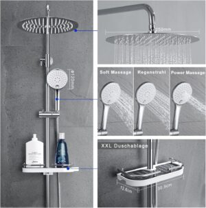 JOHO Adjustable Height Adjustable Shower Column Shower Shower Bathroom Shower System Shower Bath Shower with Shelf Shower with Showe