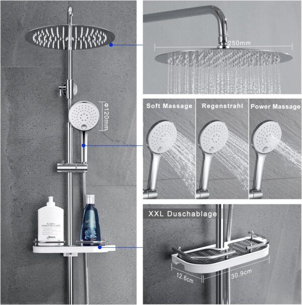 JOHO Adjustable Height Adjustable Shower Column Shower Shower Bathroom Shower System Shower Bath Shower with Shelf Shower with Showe