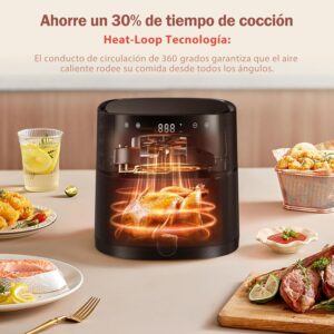 HAIMEEC Air Fryer 4L, 8-in-1 Oil-Free Deep Fryer with Viewing Window, 1350W with Digital Touch Screen, Adjustable 30C-200C, 90 Le